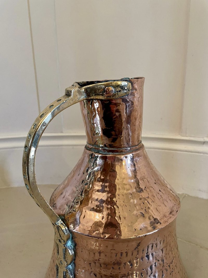 Large Antique Arts and Crafts Copper and Brass Milk Jug - Image 6